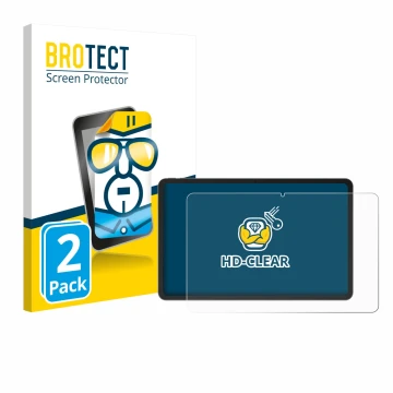 Parte frontal de un envase de producto con el logotipo de la marca BROTECT. Al lado se muestra el dispositivo Doogee V Pad 12