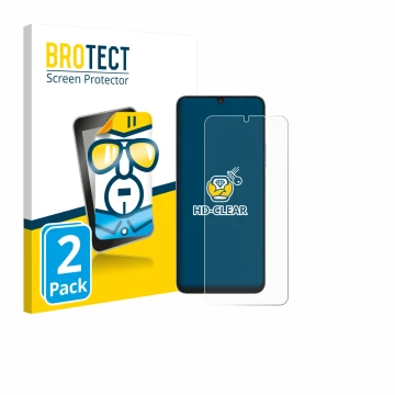 Parte frontal de un envase de producto con el logotipo de la marca BROTECT. Al lado se muestra el dispositivo Blackview Shark 