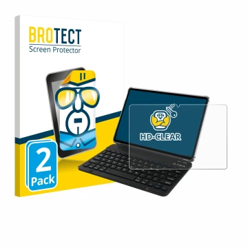 Parte frontal de un envase de producto con el logotipo de la marca BROTECT. Al lado se muestra el dispositivo Tabwee T90 con s