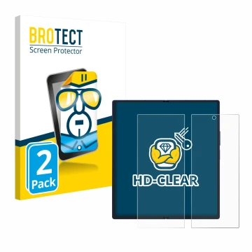 Parte frontal de un envase de producto con el logotipo de la marca BROTECT. Al lado se muestra el dispositivo Samsung Galaxy Z