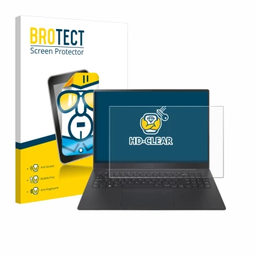 Parte frontal de un envase de producto con el logotipo de la marca BROTECT. Al lado se muestra el dispositivo LG gram Pro 16 2