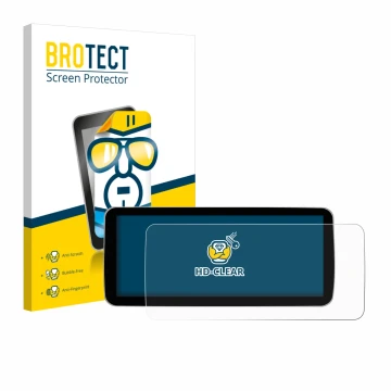 Parte frontal de un envase de producto con el logotipo de la marca BROTECT. Al lado se muestra el dispositivo Ninetom Car Radi
