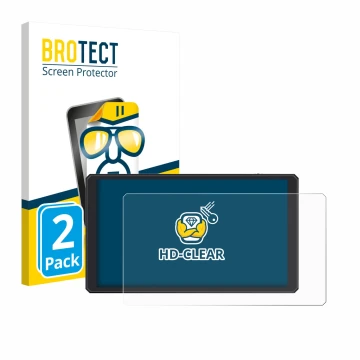 Parte frontal de un envase de producto con el logotipo de la marca BROTECT. Al lado se muestra el dispositivo Feelworld CUT6 6