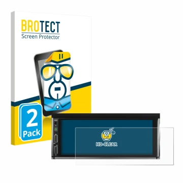 Parte frontal de un envase de producto con el logotipo de la marca BROTECT. Al lado se muestra el dispositivo Hikity Carplay 6