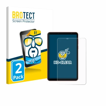 Parte frontal de un envase de producto con el logotipo de la marca BROTECT. Al lado se muestra el dispositivo Blackview Zeno 1