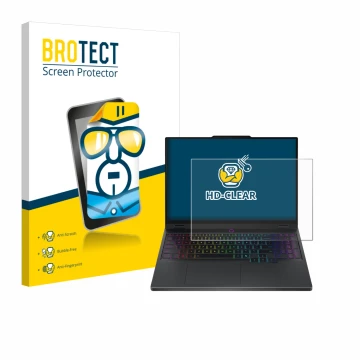 Parte frontal de un envase de producto con el logotipo de la marca BROTECT. Al lado se muestra el dispositivo Lenovo Legion 5 