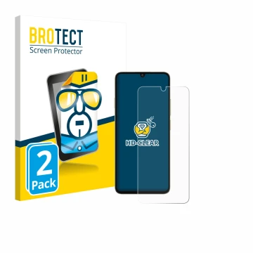 Parte frontal de un envase de producto con el logotipo de la marca BROTECT. Al lado se muestra el dispositivo Oukitel C59 Pro 