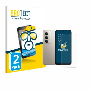 Parte frontal de un envase de producto con el logotipo de la marca BROTECT. Al lado se muestra el dispositivo Xiaomi Redmi 15 