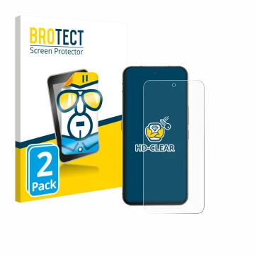 Parte frontal de un envase de producto con el logotipo de la marca BROTECT. Al lado se muestra el dispositivo Oukitel WP210 5G