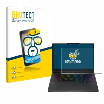 Parte frontal de un envase de producto con el logotipo de la marca BROTECT. Al lado se muestra el dispositivo Lenovo Legion 5i