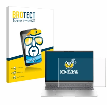 Parte frontal de un envase de producto con el logotipo de la marca BROTECT. Al lado se muestra el dispositivo HP EliteBook 6 G