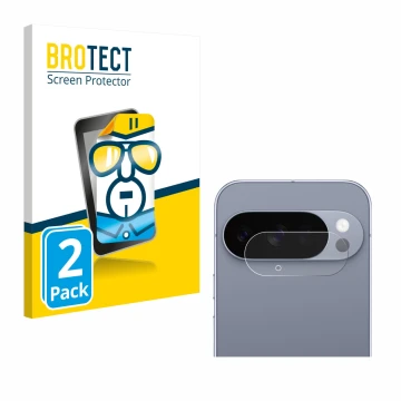 Parte frontal de un envase de producto con el logotipo de la marca BROTECT. Al lado se muestra el dispositivo Google Pixel 10 