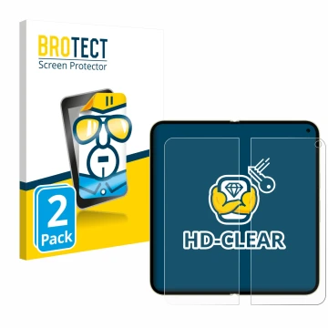 Parte frontal de un envase de producto con el logotipo de la marca BROTECT. Al lado se muestra el dispositivo Google Pixel 10 