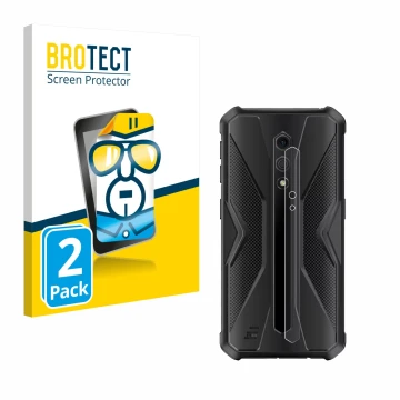 Parte frontal de un envase de producto con el logotipo de la marca BROTECT. Al lado se muestra el dispositivo Ulefone Armor X1