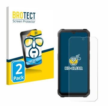 Parte frontal de un envase de producto con el logotipo de la marca BROTECT. Al lado se muestra el dispositivo Blackview BV4800