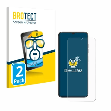 Parte frontal de un envase de producto con el logotipo de la marca BROTECT. Al lado se muestra el dispositivo Oukitel C1 con s