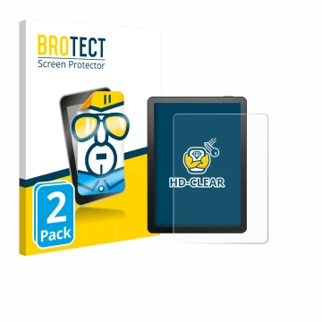 Parte frontal de un envase de producto con el logotipo de la marca BROTECT. Al lado se muestra el dispositivo Bigme B6 Color c