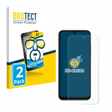 Parte frontal de un envase de producto con el logotipo de la marca BROTECT. Al lado se muestra el dispositivo Xiaomi Redmi 15C
