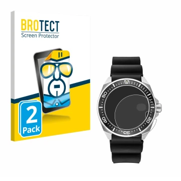 Parte frontal de un envase de producto con el logotipo de la marca BROTECT. Al lado se muestra el dispositivo Seiko Prospex SR