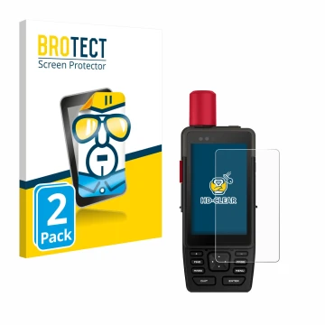 Parte frontal de un envase de producto con el logotipo de la marca BROTECT. Al lado se muestra el dispositivo Garmin GPSMAP H1