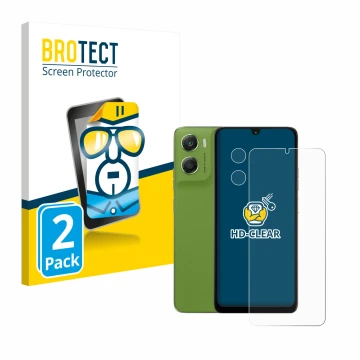 Parte frontal de un envase de producto con el logotipo de la marca BROTECT. Al lado se muestra el dispositivo Motorola Moto G0