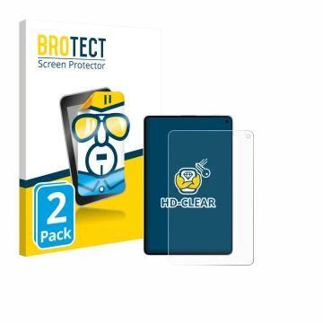 Parte frontal de un envase de producto con el logotipo de la marca BROTECT. Al lado se muestra el dispositivo Huawei MatePad M