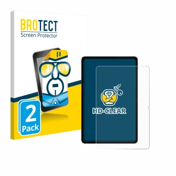 Parte frontal de un envase de producto con el logotipo de la marca BROTECT. Al lado se muestra el dispositivo Xiaomi Redmi Pad