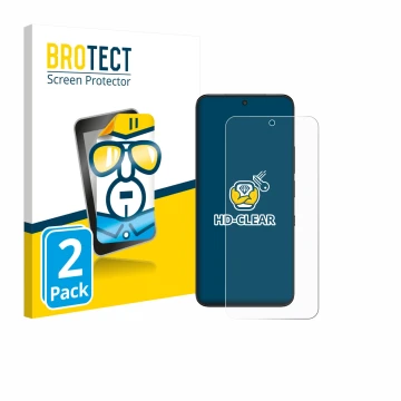 Parte frontal de un envase de producto con el logotipo de la marca BROTECT. Al lado se muestra el dispositivo TCL NXTPAPER 60 