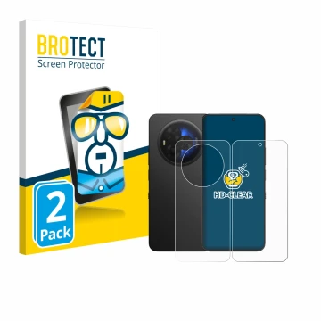 Parte frontal de un envase de producto con el logotipo de la marca BROTECT. Al lado se muestra el dispositivo TCL NXTPAPER 60 