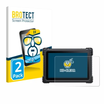 Parte frontal de un envase de producto con el logotipo de la marca BROTECT. Al lado se muestra el dispositivo iCarsoft CR Eagl