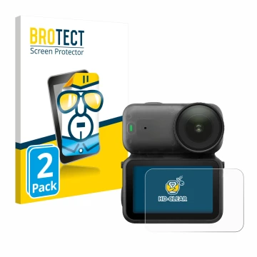 Parte frontal de un envase de producto con el logotipo de la marca BROTECT. Al lado se muestra el dispositivo DJI Osmo Nano co