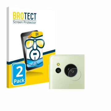 Parte frontal de un envase de producto con el logotipo de la marca BROTECT. Al lado se muestra el dispositivo Sharp Aquos Sens