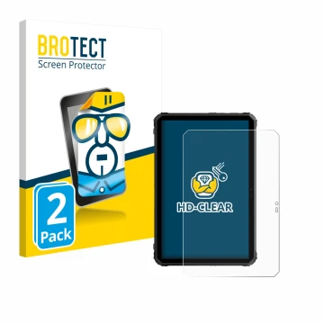 Parte frontal de un envase de producto con el logotipo de la marca BROTECT. Al lado se muestra el dispositivo Blackview Active