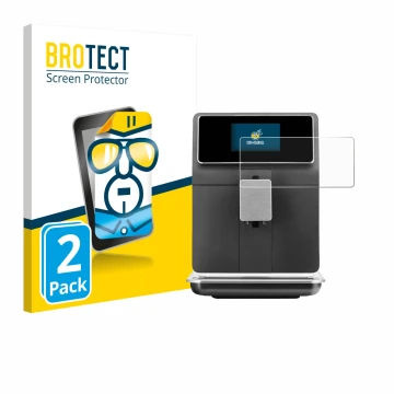 Parte frontal de un envase de producto con el logotipo de la marca BROTECT. Al lado se muestra el dispositivo WMF Perfection 8
