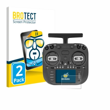 Parte frontal de un envase de producto con el logotipo de la marca BROTECT. Al lado se muestra el dispositivo Radiomaster TX15
