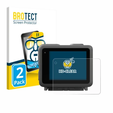 Parte frontal de un envase de producto con el logotipo de la marca BROTECT. Al lado se muestra el dispositivo GoPro Lit Hero c