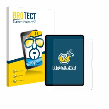 Parte frontal de un envase de producto con el logotipo de la marca BROTECT. Al lado se muestra el dispositivo Apple iPad Pro 1