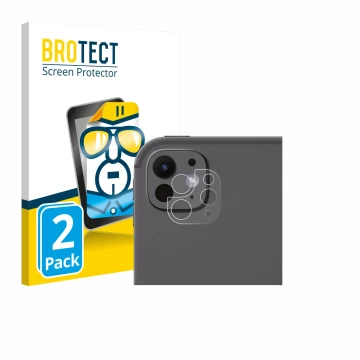 Parte frontal de un envase de producto con el logotipo de la marca BROTECT. Al lado se muestra el dispositivo Apple iPad Pro 1