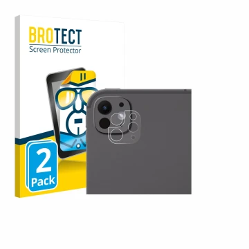 Parte frontal de un envase de producto con el logotipo de la marca BROTECT. Al lado se muestra el dispositivo Apple iPad Pro 1