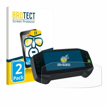 Parte frontal de un envase de producto con el logotipo de la marca BROTECT. Al lado se muestra el dispositivo Suzuki DR-Z4S 20
