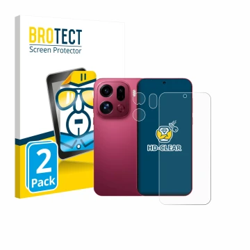 Parte frontal de un envase de producto con el logotipo de la marca BROTECT. Al lado se muestra el dispositivo Oppo Find X9 Pro