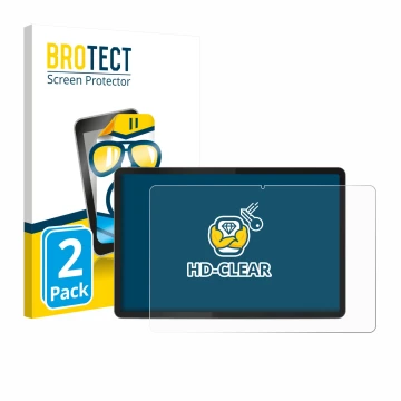 Parte frontal de un envase de producto con el logotipo de la marca BROTECT. Al lado se muestra el dispositivo Lenovo Tab K11 (