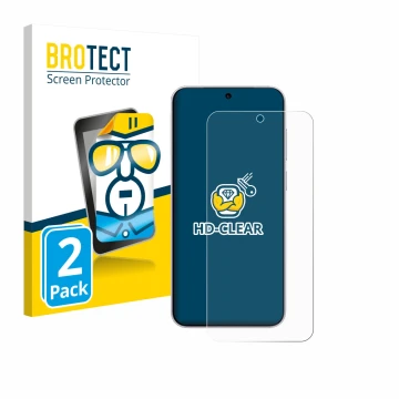 Parte frontal de un envase de producto con el logotipo de la marca BROTECT. Al lado se muestra el dispositivo Vivo X300 con su