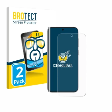 Parte frontal de un envase de producto con el logotipo de la marca BROTECT. Al lado se muestra el dispositivo Vivo X300 Pro co