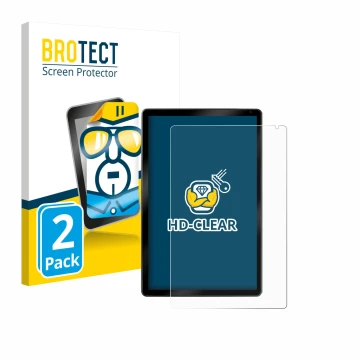 Parte frontal de un envase de producto con el logotipo de la marca BROTECT. Al lado se muestra el dispositivo Yicty C108 10.1
