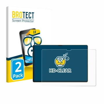Parte frontal de un envase de producto con el logotipo de la marca BROTECT. Al lado se muestra el dispositivo Huawei MatePad P