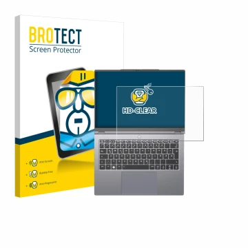 Parte frontal de un envase de producto con el logotipo de la marca BROTECT. Al lado se muestra el dispositivo Tuxedo InfinityB