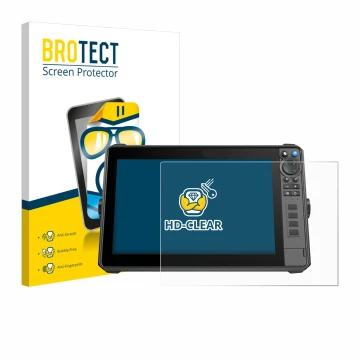Parte frontal de un envase de producto con el logotipo de la marca BROTECT. Al lado se muestra el dispositivo Lowrance HDS-12 