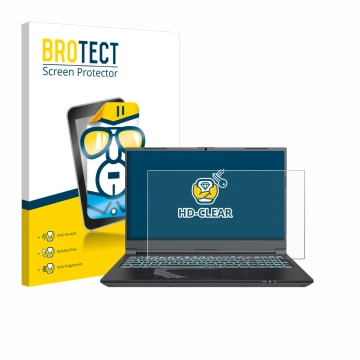 Parte frontal de un envase de producto con el logotipo de la marca BROTECT. Al lado se muestra el dispositivo Gigabyte G5 2024