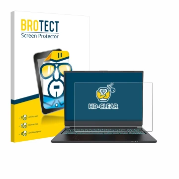 Parte frontal de un envase de producto con el logotipo de la marca BROTECT. Al lado se muestra el dispositivo Gigabyte G6 2023